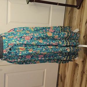 NWT Boho Floral Print Midi Skirt